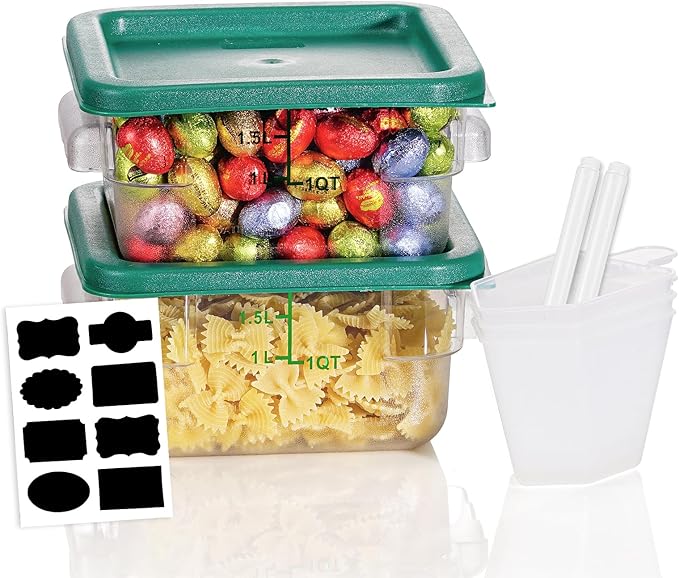 2QT NSF Food Storage Containers: 2 PCS Commercial Clear Square Food Storage