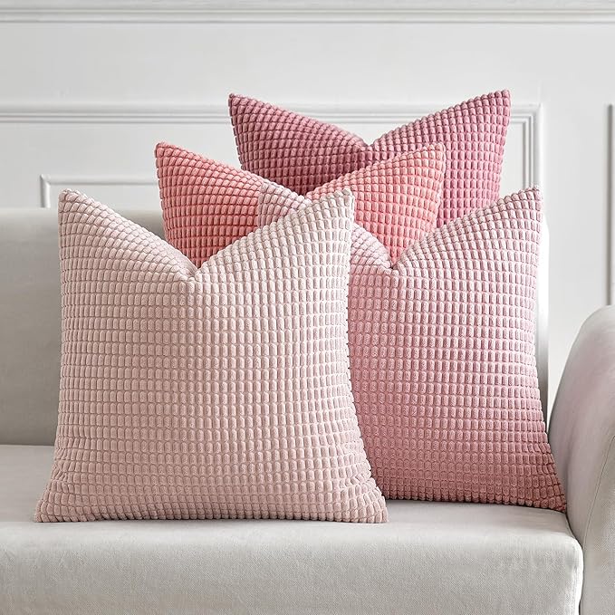 MIULEE Aesthetic Pink Spring Decorative Pillow Covers 20x20 Inch Set of 4