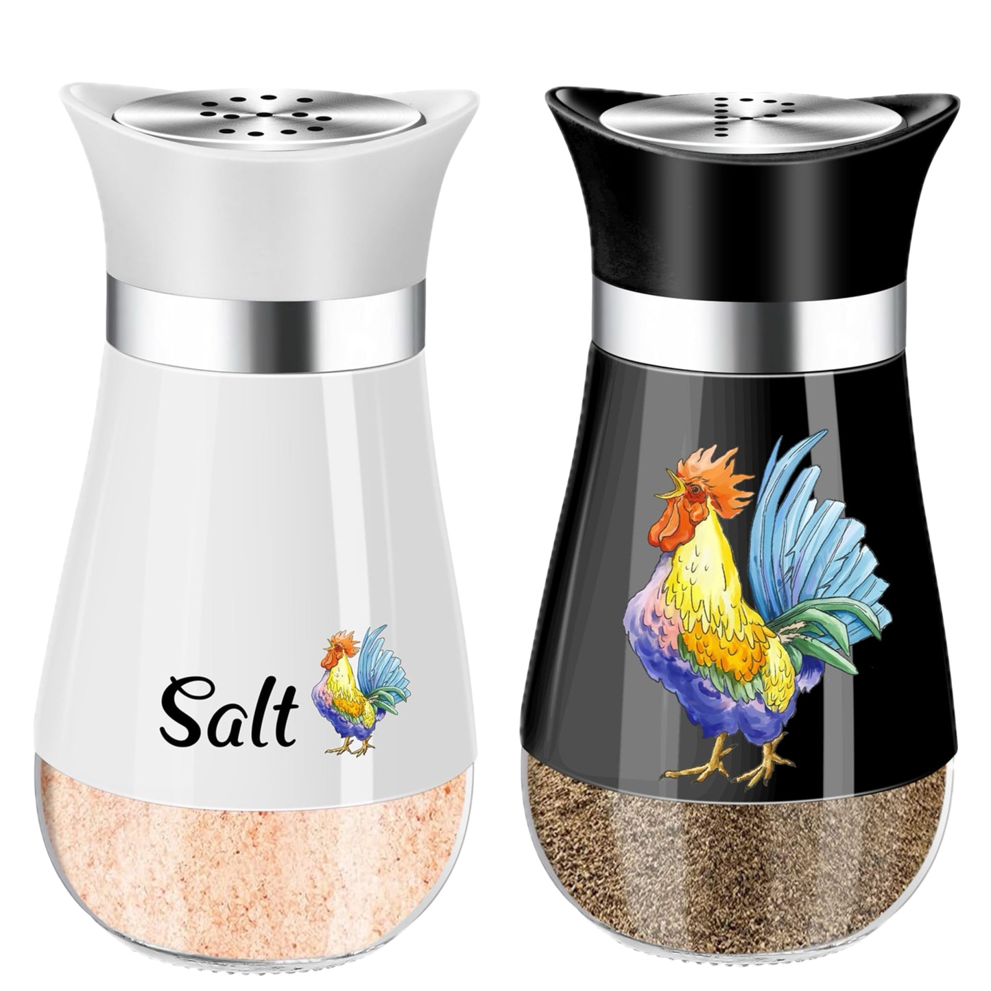 Salt and Pepper Shakers Set, 4 oz Salt Pepper Shaker Black and White (Black and White)