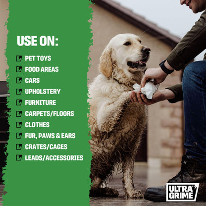 UltraGrime Pet Cleaning Wet Wipes 80 Thick Wipes - Pet Wipes Dog Cleaning Wipes - Cat Wipes - Pet Wipes For Cats - Puppy Wipes Clean Paws Dog Paw Wipes Dog Wipes For Smelly Dogs Grooming