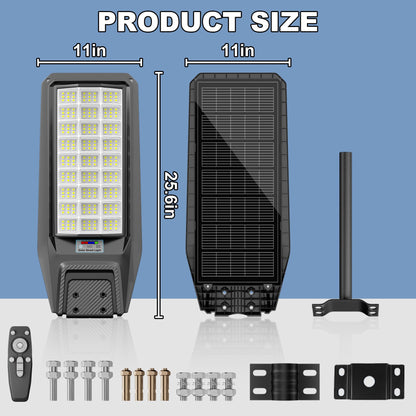 Vzyhik 9500W Solar Street Light Outdoor Waterproof, 250000LM Large Commercial Light Solar Powered Dusk to Dawn LED Security Flood Lights with Remote/Motion Sensor, IP67 for Parking Lot/Garden/Yard