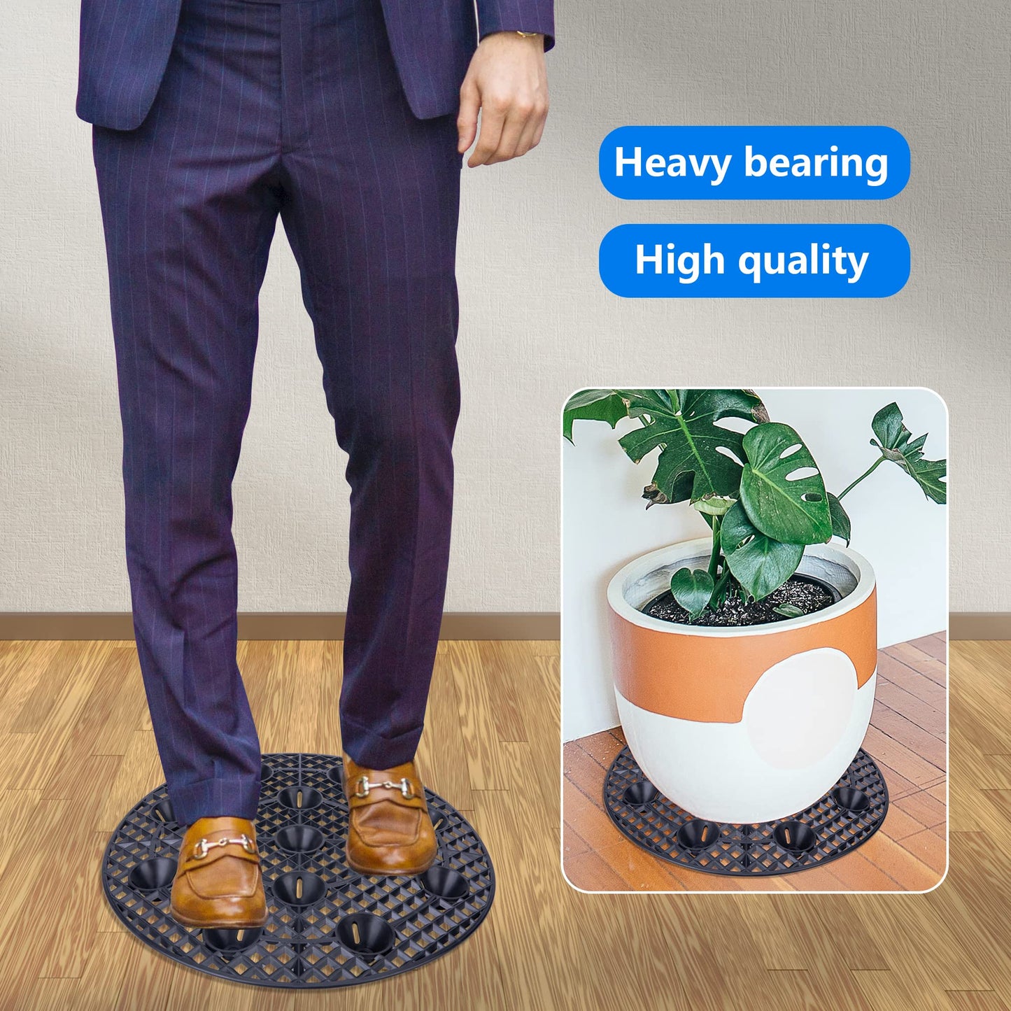 LFUTARI 6Pack Large 15" Plant Level Pot Elevator, Heavy Duty Plant Stands, Plant Pot Saucer for Prevent Rot and Damage on Patio & Deck (40cm-6pcs, Black)