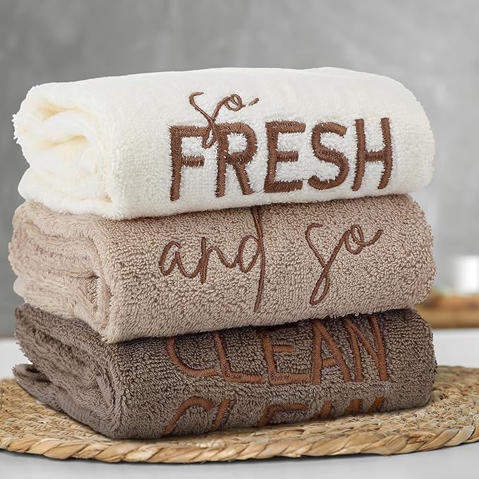 3 Pcs So Fresh and So Clean Clean Farmhouse Decorative Hand Towels