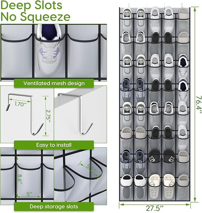 Unjumbly Over the Door Shoe Organizer