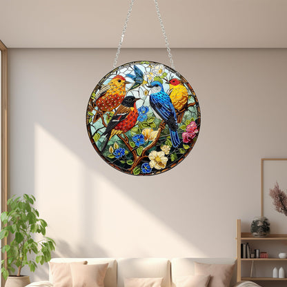 DIY Diamond Art Painting Wreath Kits，Special Shaped Rhinestone Hanging Ornament Diamond Art Window Pendants for Gift Home Garden Wall Hanging Kits,Double Sided (Bird-1)