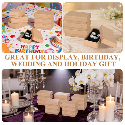FUPMILPHRANX 96 Pack Jewelry Gift Boxes with Lids, Small Kraft Jewelry Packaging Boxes with Foam Inserts for Necklaces Earrings Bracelets, Cardboard Jewelry Storage Boxes Bulk for Small Business