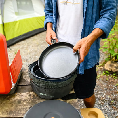 GSI Outdoors Bugaboo Base Camper Large, High-Efficiency Cookset – Ceramic Non-Stick Coated, Includes 5L & 3L Pots, 9" Fry Pan, Accessories