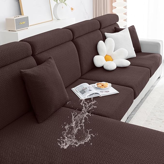 Smiry Waterproof Couch Cushion Covers, Stretch Jacquard Thick Sofa Cushion