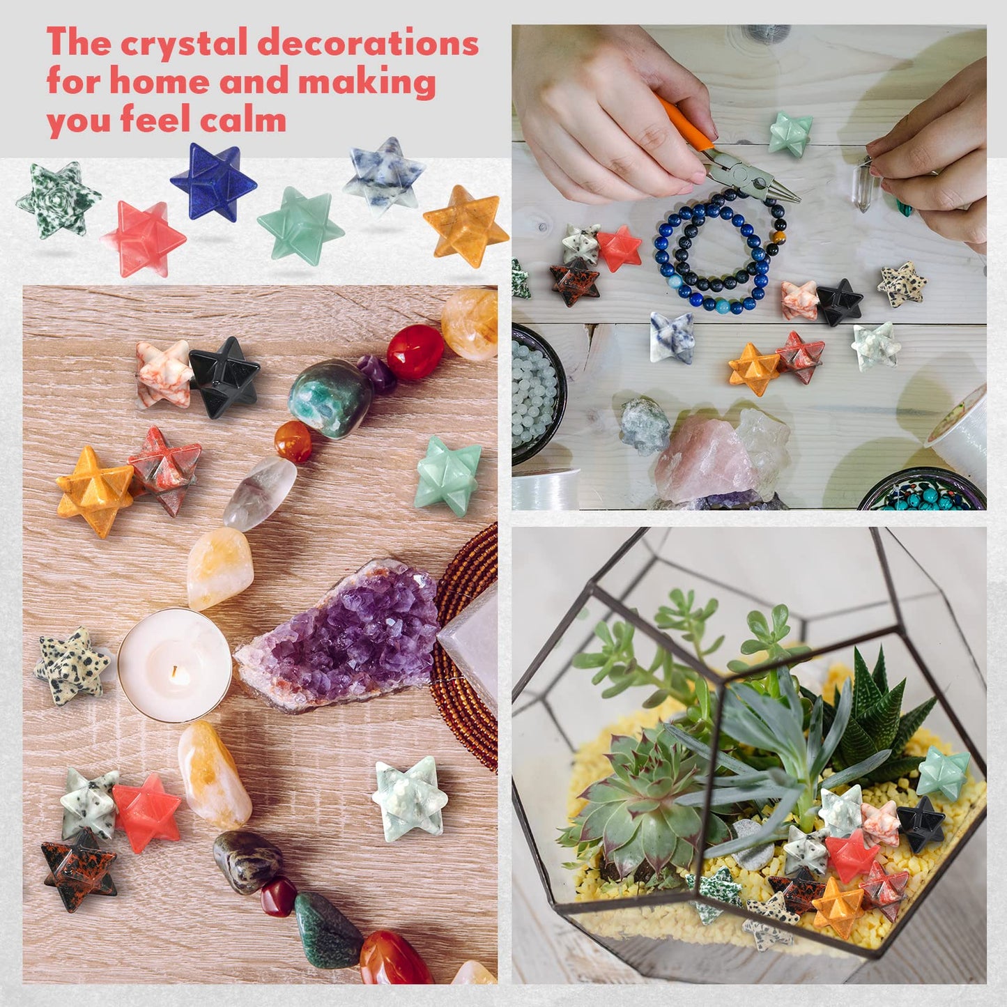 Nuenen 25 Pieces Merkaba Star Crystal Worry Stones Bulk 0.7 Inch Mini Crystals and Healing Stone Carved Merkaba Star Gemstone Chakra Stones for Witchcraft Meditation Balancing Jewelry Pendant Decor