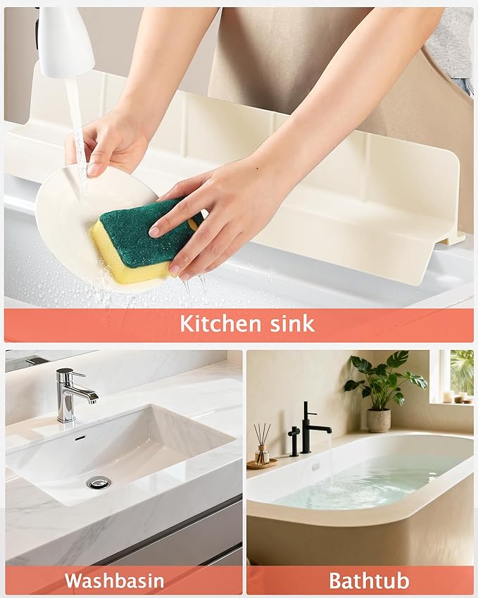 Kitchen Sink Splash Guard 18" Self-Draining Silicone Water Guard