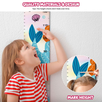 Update Mermaid Kids Growth Chart Wood Baby Kids Growth Chart for Wall Canvas Height Measurement Ruler from Toddler Removable Height Measurement for Christmas Wall Hanging Child's Nursery Room Decor
