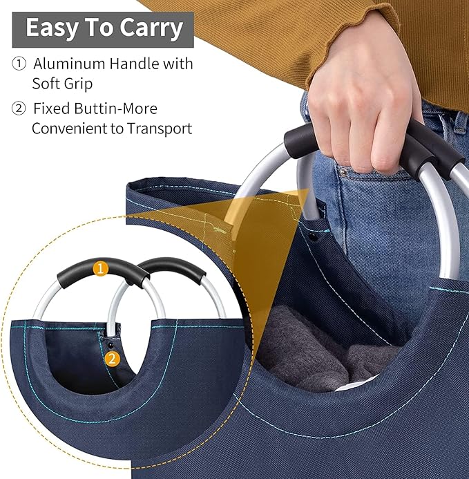 ZERO JET LAG 82L Large Laundry Basket Collapsible Fabric Hamper Tall Foldable
