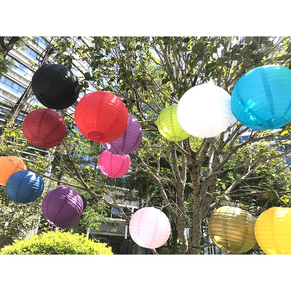 BEISHIDA Black Round Paper Lanterns Decorative Hanging Asia Chinese Japanese Paper Lanterns Lamp for Birthday Wedding Halloween Home Decor Party Decoration（10 Packs）