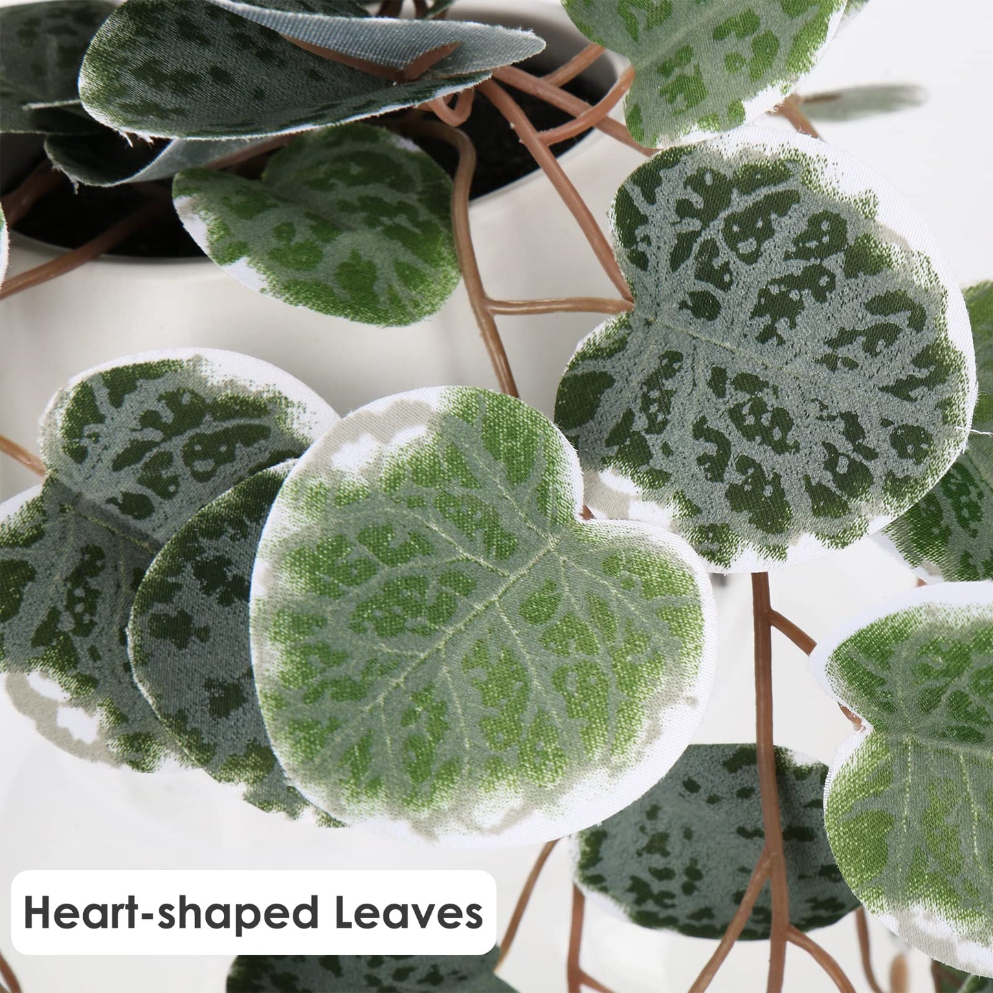 Briful Artificial Hanging Plants with Pot 17'' Fake String of Heart Vines Plants Faux Hanging Greenery for Home Room Office Garden Balcony Patio Front Door Hanging Decor