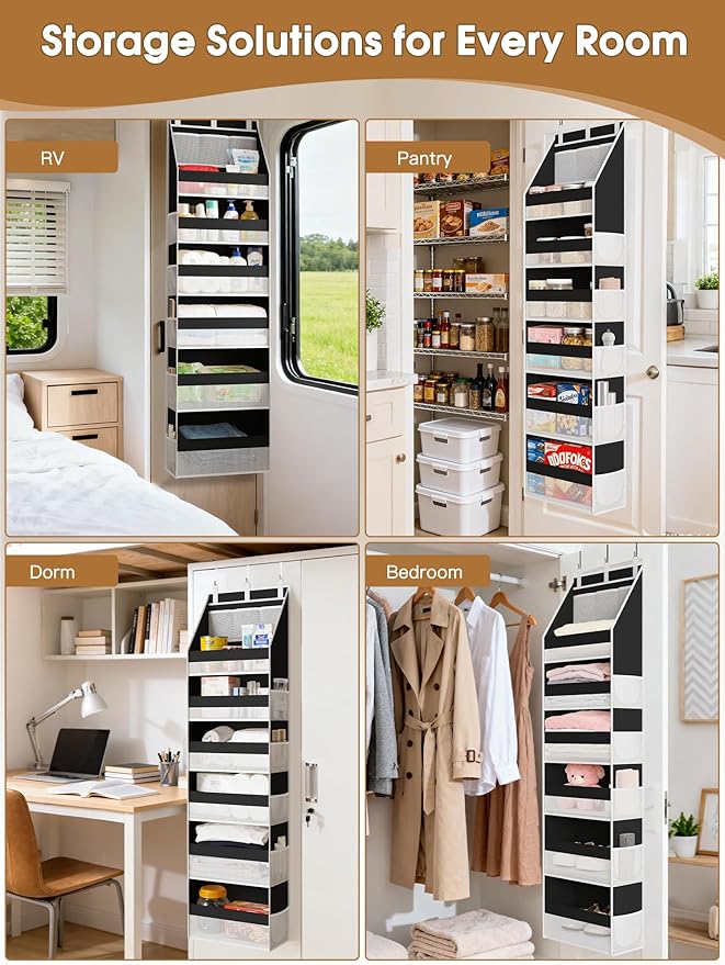 Criusia Over the Door Organizer, Heavy-Duty 6-Shelf Hanging Storage