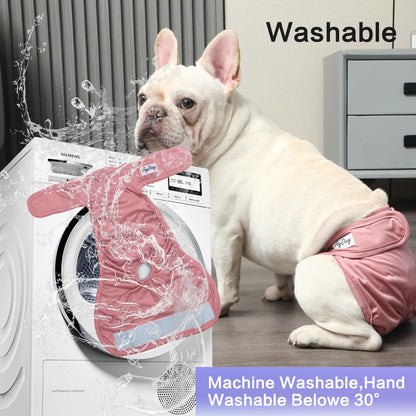 JoyDaog Female Dog Diapers for Medium Dogs,4 Pack Reusable Washable Premium Doggie Nappies for Heat,Incontinence,Period Dog Panties,M