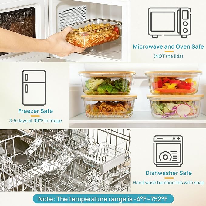 Vtopmart 5 Pack 35oz Glass Containers