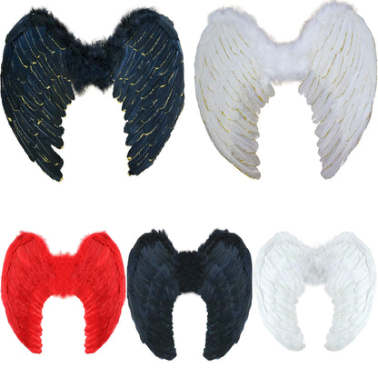Yummy Bee Angel Fairy Wings Costume Fancy Dress Large 60 x 40 Black White Red Deluxe Real Feathers (White)