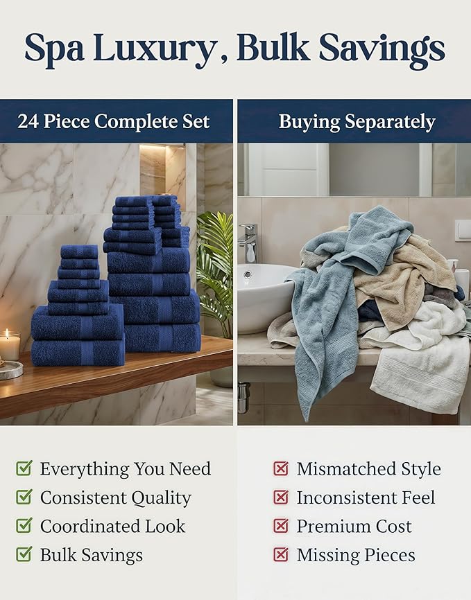 LANE LINEN 24 PCs Bath Towel Set