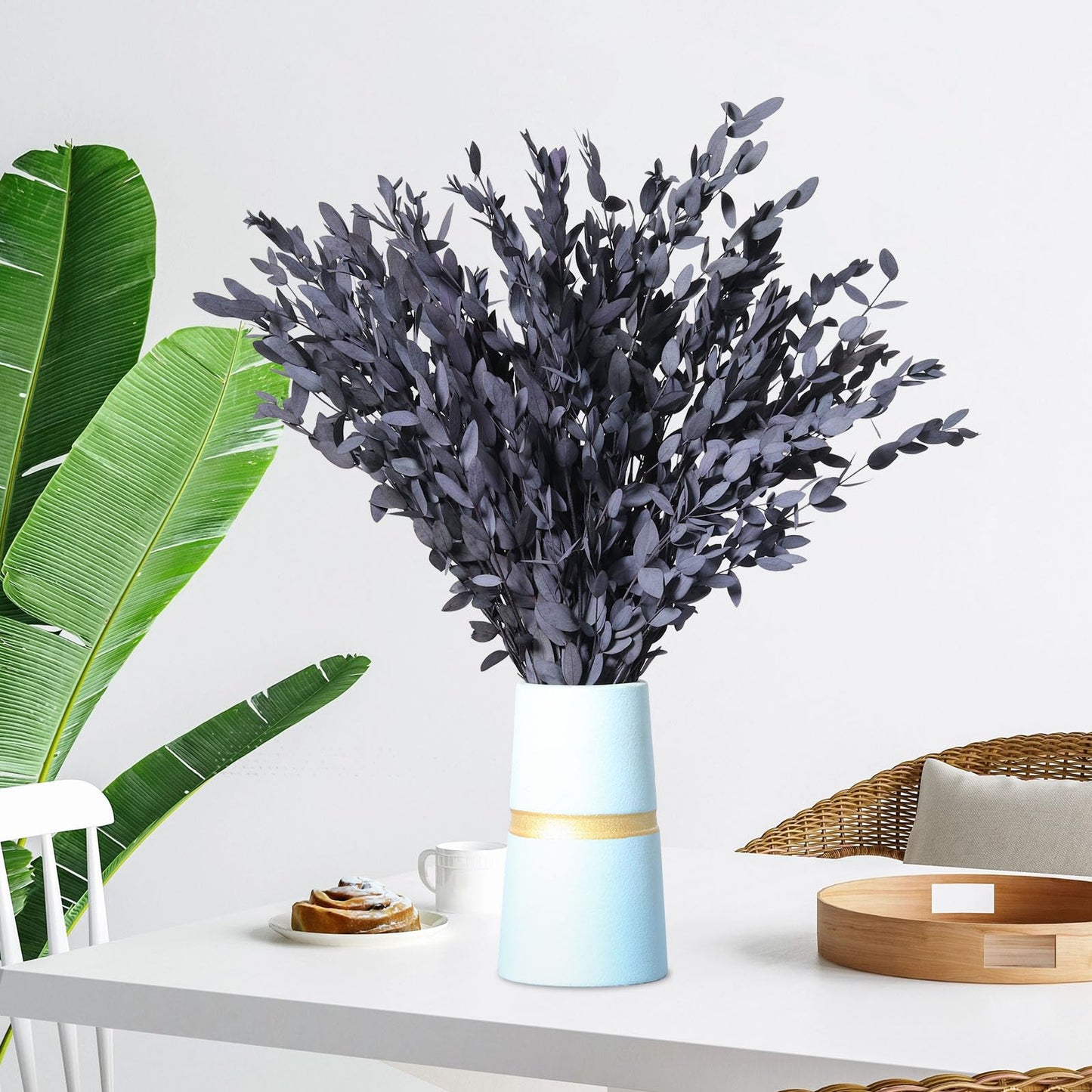 Dried Eucalyptus Leaves Real Preserved Stems, Fresh Eucalyptus Garland Branches for Shower, Dried Plant Live Bundle Purple Leaves for Wedding Wreath Party Home Fragrance Vase Décor