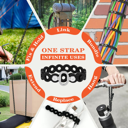 Brolena Modular Straps (4-Pack), Flexible Multi-Tool, Gear Strap for Outdoor Adventure, Survival, Camping, Travel, EDC