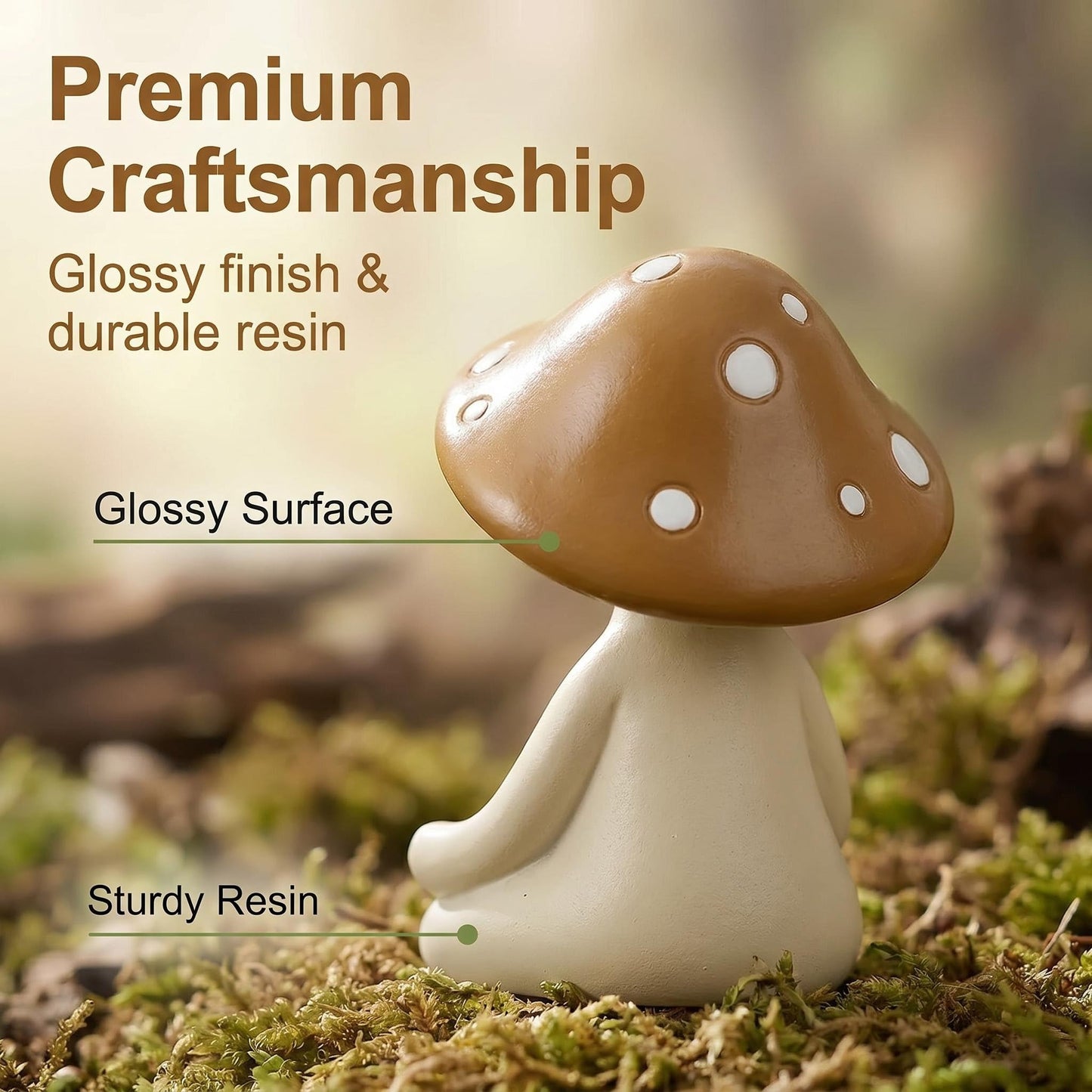Seyorakus Meditation Mushroom Figurine Resin - Yoga Mushroom Statue for Desk Shelf Garden Decor, Cute Zen Mushroom Sculpture Figurine for Home Office Patio Decoration Gift