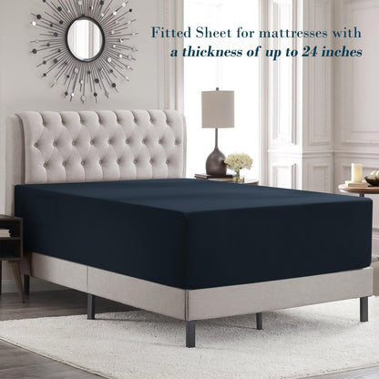 Mocassi Full Size 4-Piece Bed Sheet Set - 1800 Premium Hotel Quality Microfiber 18-24 Inches Extra Deep Pocket Fitted Sheet- Luxury Soft, Breathable, Wrinkle, and Fade Resistant, Black
