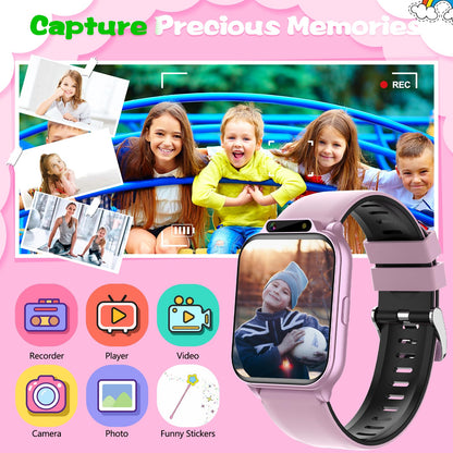 Smart Watch for Kids,1.85" Fitness Tracker with Heart Rate,Sleep Monitor,Built-in AI(Translation/Q&A/Watch Face/Image recognition Smartwatches,NO APP/Phone, Gift for Boys Girls.(Built-in AI, Pink)
