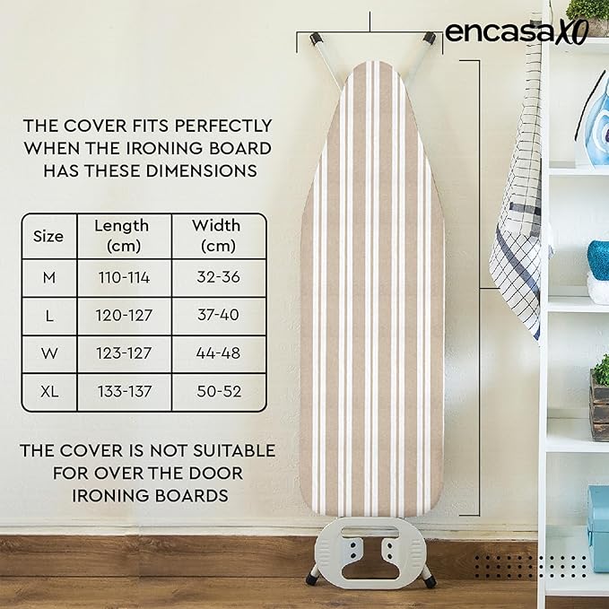 Encasa XO Ironing Board Cover and Pad 54"x18" - 4mm Felt X-Large Iron Board