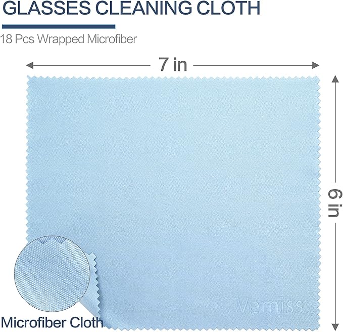 Vemiss 6 Pack Microfiber Glasses Cleaning Cloth, Wipes Lens Eyeglasses & Screens