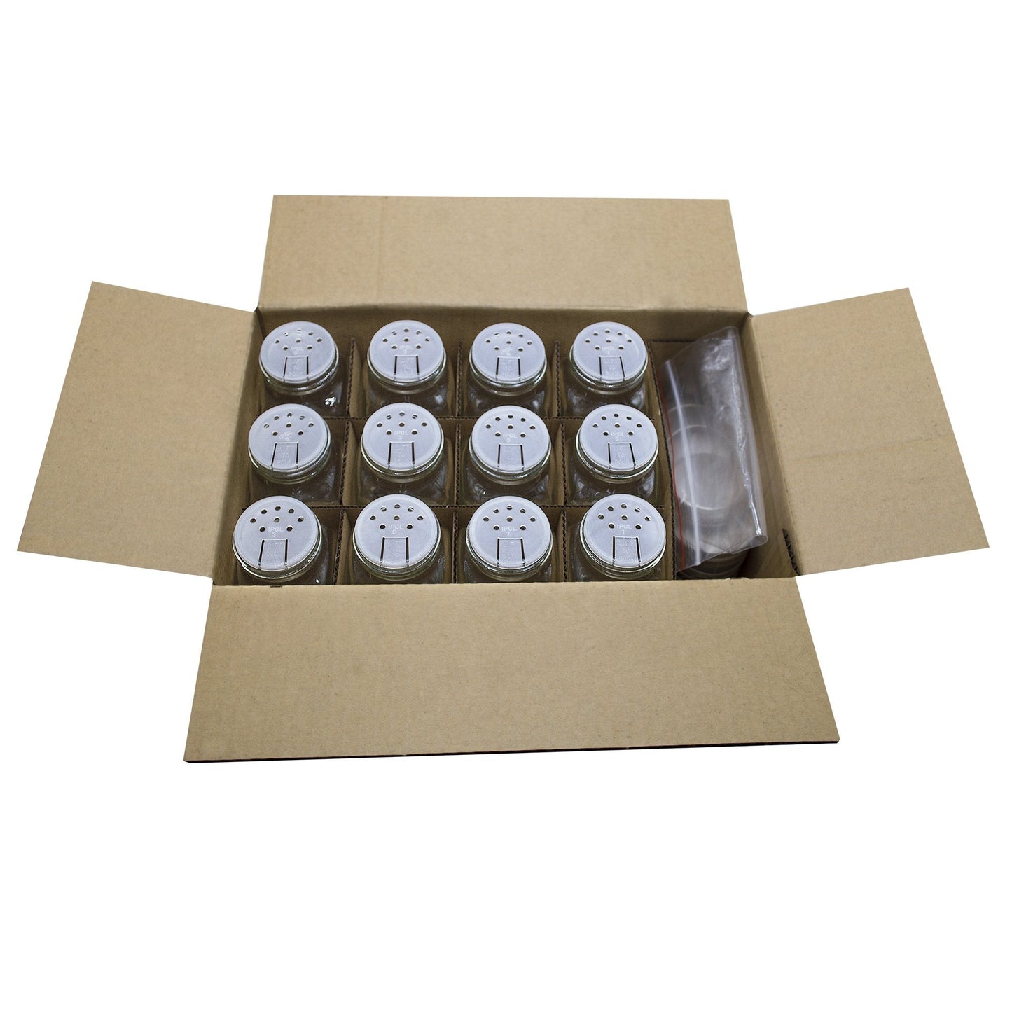 A Pack 4oz 120ml square spice jar with silver lid shakers and labels