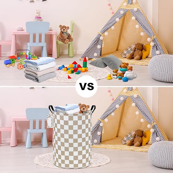 FANKANG Storage Basket, Nursery Hamper Canvas Laundry Basket Foldable