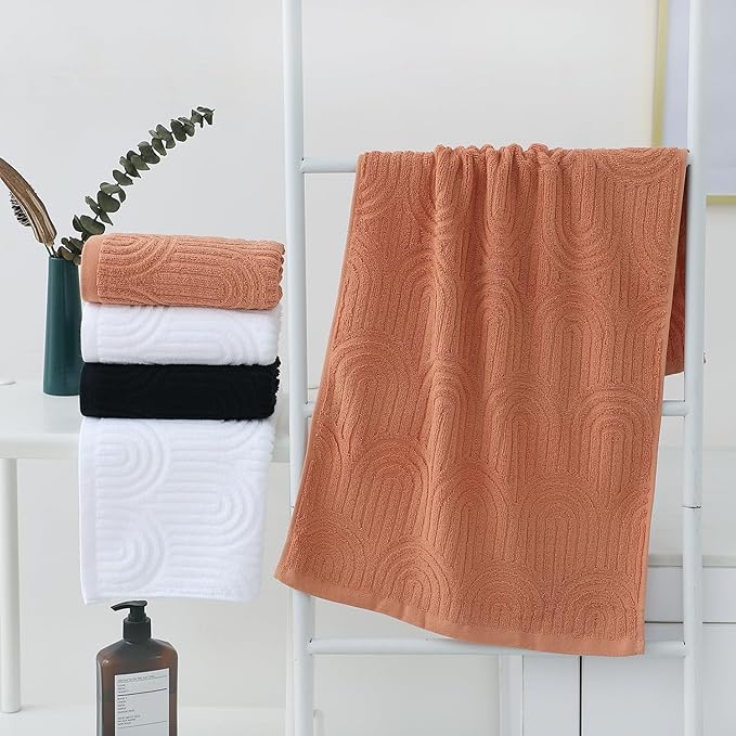 Pidada Hand Towels Set of 2 Striped Pattern 100% Cotton Absorbent Soft