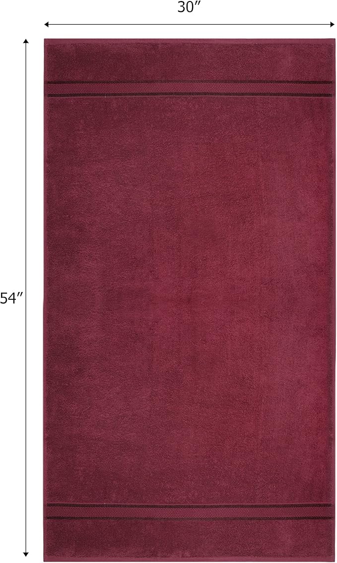 Cotton Craft Ultra Soft 4 Pack Oversized Extra Large Bath Towels 30x54 Burgundy