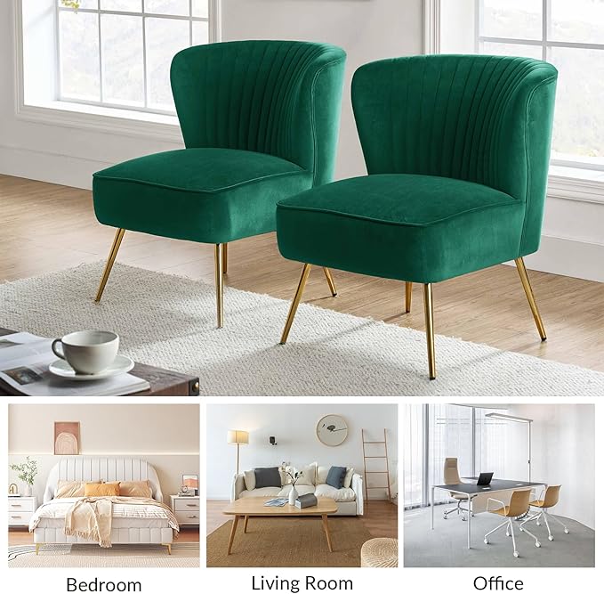 HULALA Home Velvet Accent Chair, Modern Upholstered Cute Side Chair