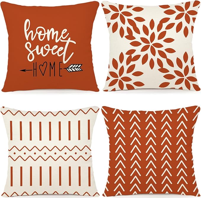 YCOLL Fall Pillow Covers 20x20 Set of 4, Modern Sofa Throw Pillow Cover