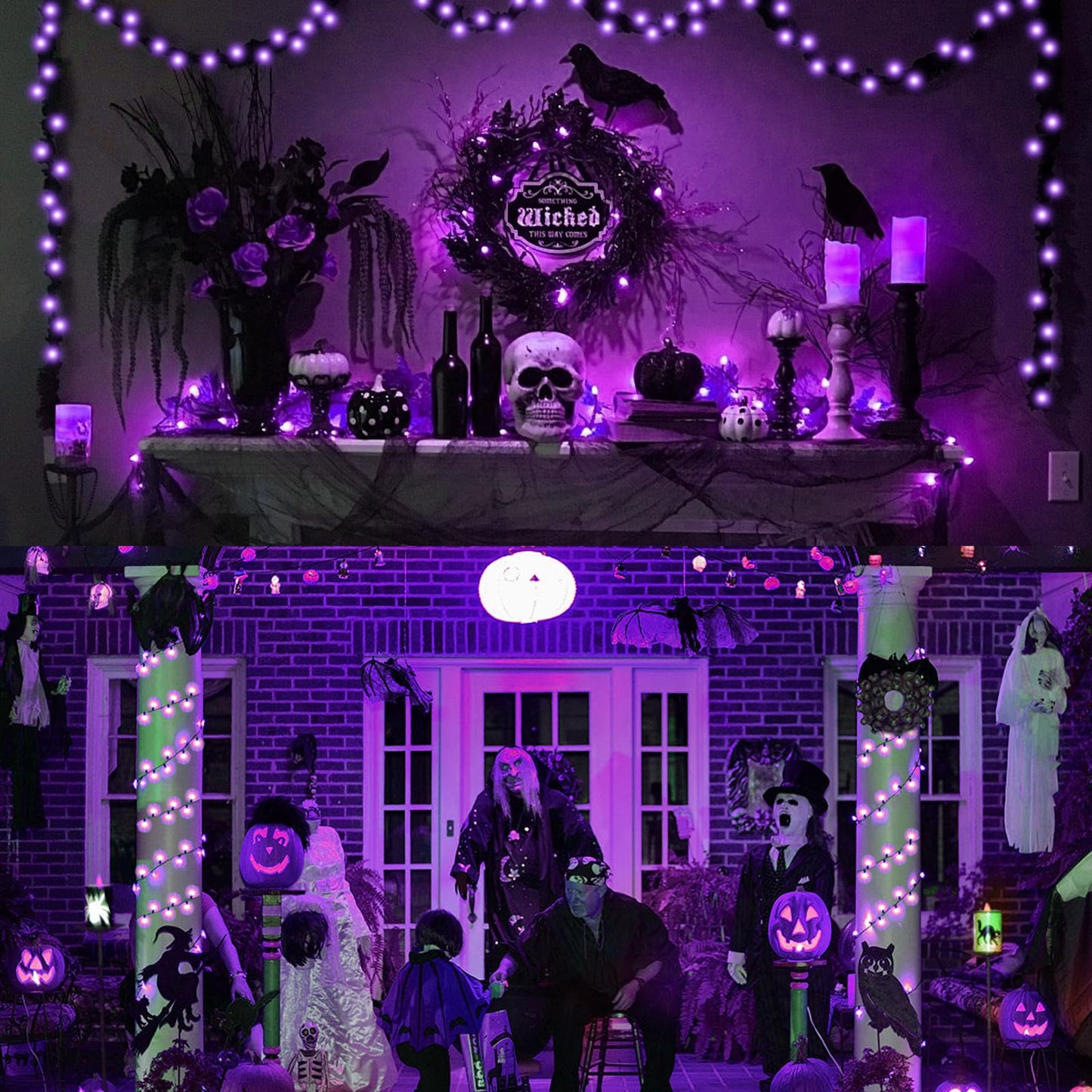 Kwaiffeo Purple Christmas Lights, 100FT 300LED String Light Outdoor Indoor, 8 Modes Connectable Purple Lights for Christmas Halloween Decorations Outside, Fairy Light for Party Yard Tree Decor