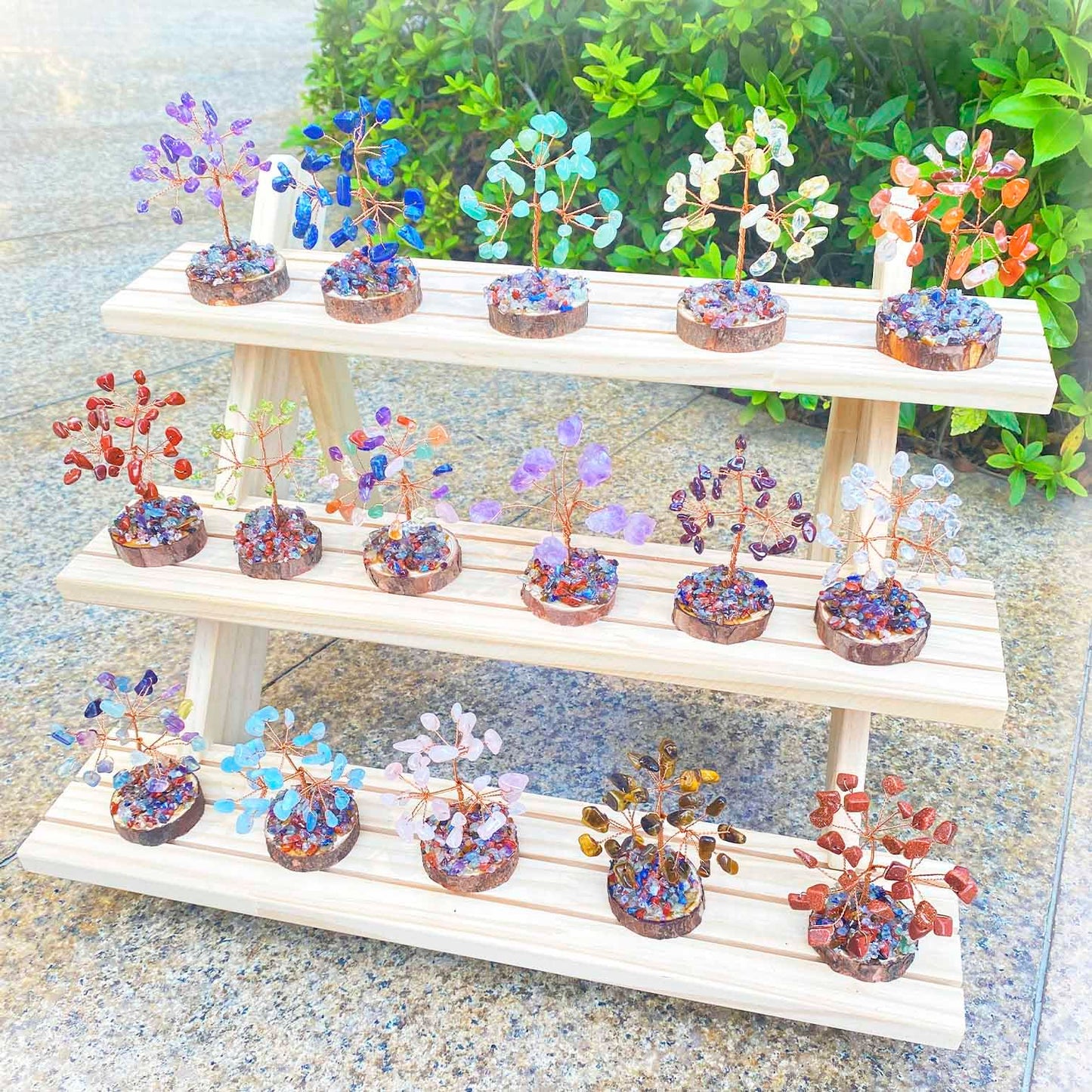 Cereikei 7 Chakra Healing Crystal Tree of Life, Set of 16 Handcrafted Crystals and Healing Stones Trees Collection, Home and Office Feng Shui Decor, Real Natural Crystal Tree Set with Info Guide