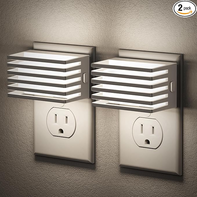 JandCase LED Night Light, [2 Pack] Night Lights Plug into Wall with Dusk to Dawn Sensor, Dimmable Plug in Night Light, Adjustable Brightness, 5000K Daylight White Nightlight for Bathroom Hallway
