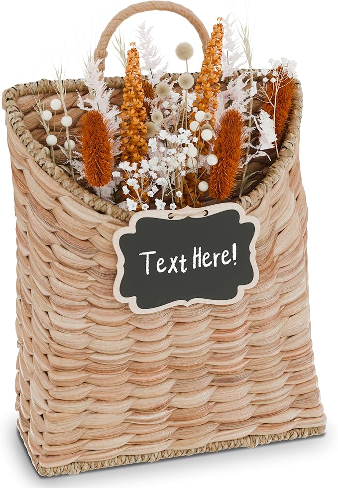 Boho Woven Wall Hanging Basket – Water Hyacinth Flat Back Basket