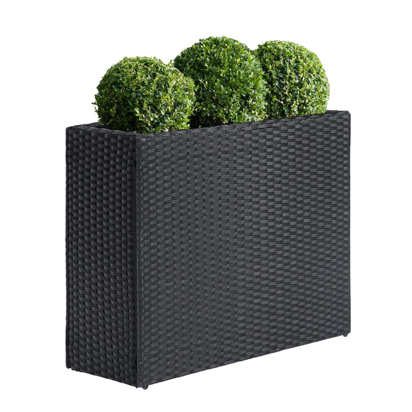 SUNNYPARK Tall Rectangular Planter with Removable Liner, All-Weather PE Rattan Large Modern Planters Indoor Outdoor Flower Plant Pots Garden Box Patio Yard Front Porch Deck