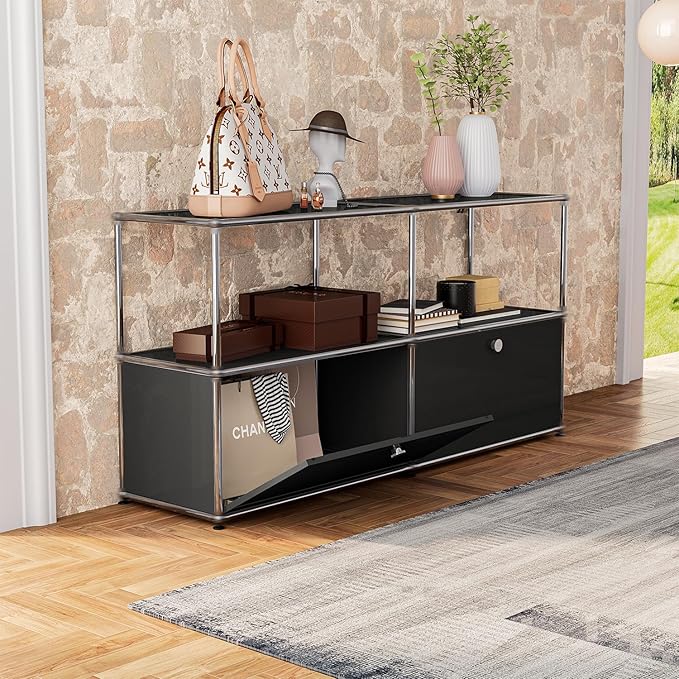 Modern Storage Cabinet Black F Versatile Free-Standing Organizer