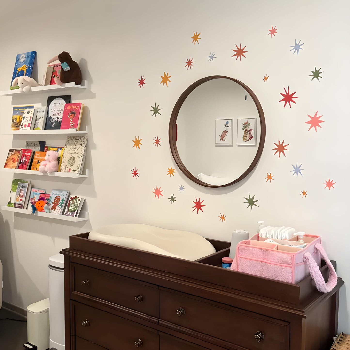 Wild Earth Colourful Stars Wall Stickers, Cosmic Carnival Wall Stickers, Removable Fabric Sticker, Wallpaper Effect Wall Sticker Irregular Star Wall Sticker Decals Nursery Playroom Decor (68 PCS)