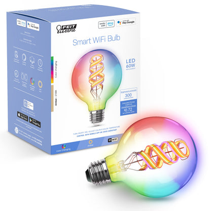 Feit Electric Smart Light Bulbs, 2.4Ghz WiFi Light Bulbs, No Hub Needed, Works with Alexa and Google, Dimmable 60 Watt = LED 9W, OM60/950CA/AG/3, 5000K Day Light, 3 Pack