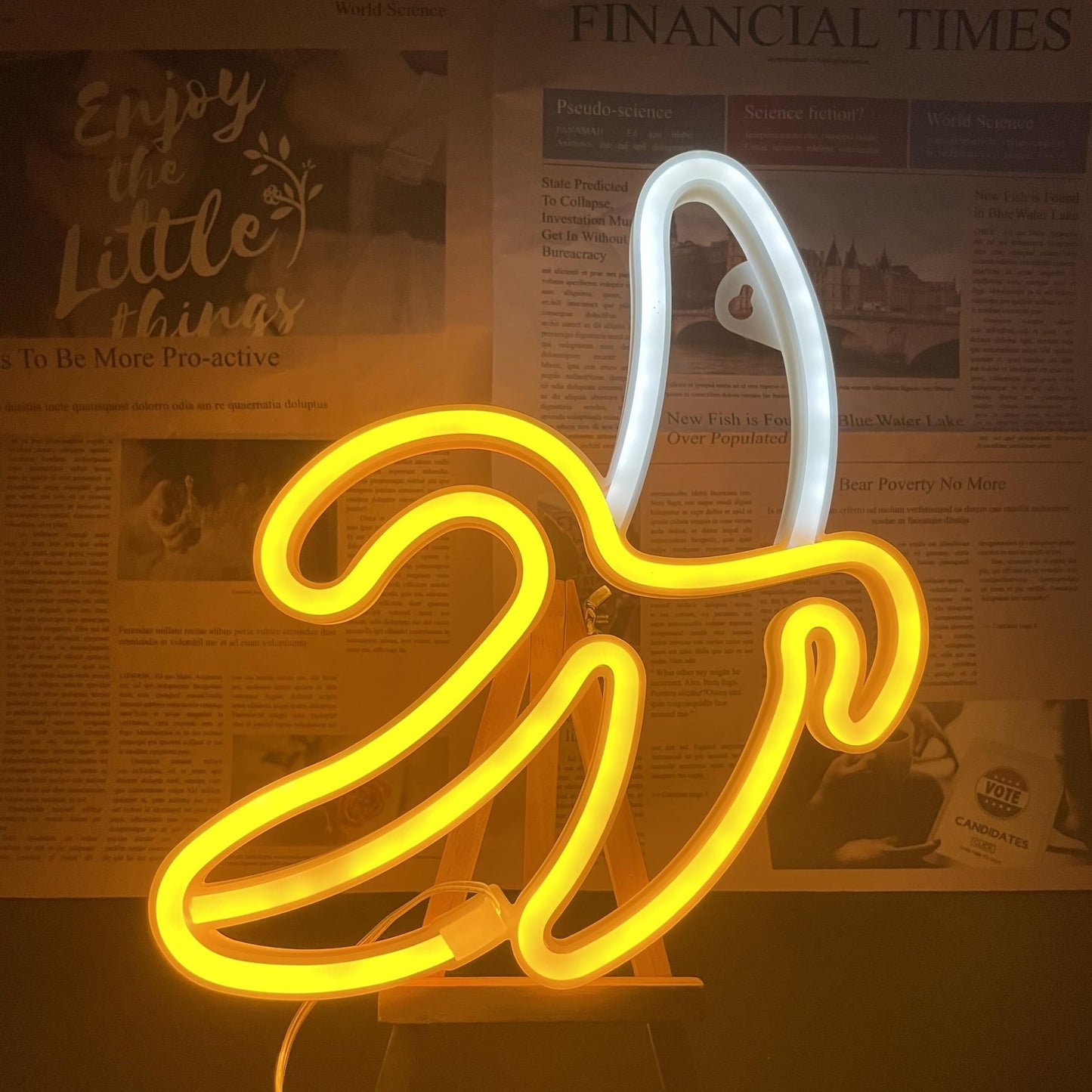 ENUOLI LED Banana Neon Signs Decorative Neon Light USB or Battery Operated for Home Banana Night Light Art Banana Neon Wall Decor Lights for Home Wedding Birthday Party Kids Room Living Room Holiday