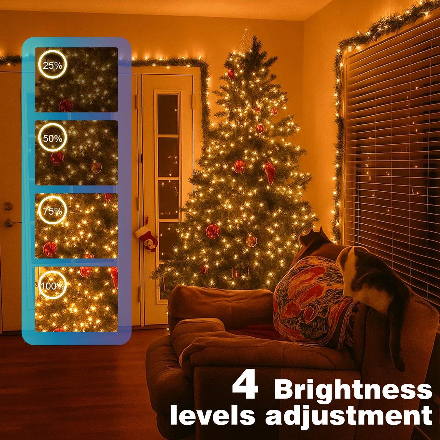 Domolli Christmas Lights 800 LED 264 FT, IP67 Waterproof Christmastree Lights with 8 Modes, Remote Control 3 Timers & Memory Function Xmas Decorations for House and Holiday (Warm White)