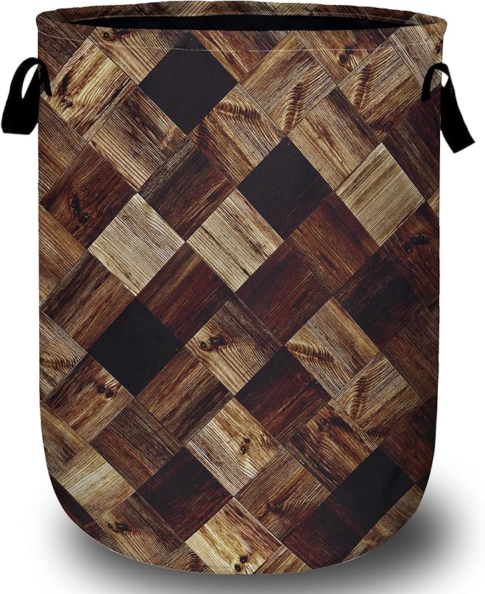 Wood Grain Laundry Basket, Foldable Tree Stump Laundry Hamper Tote Bag Dirty