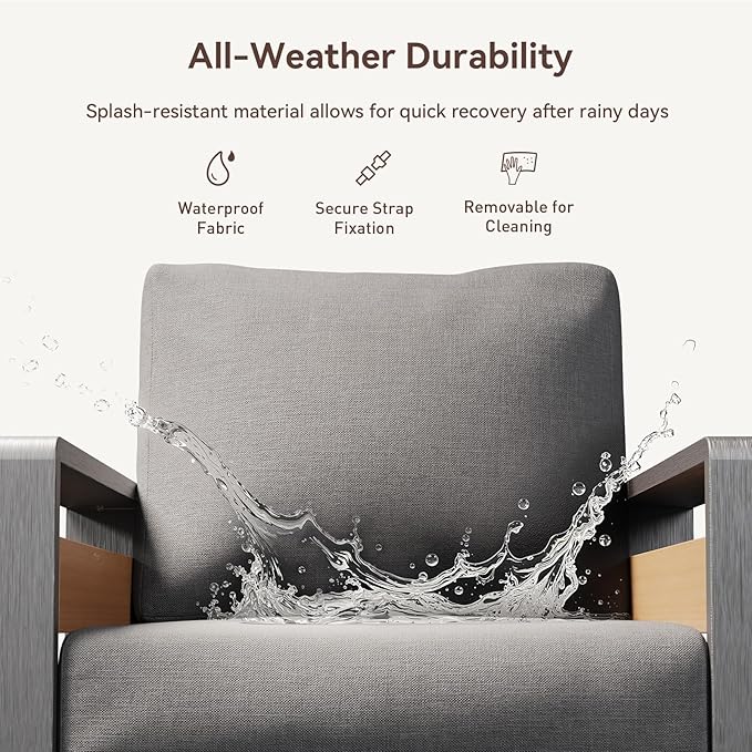 Aoxun Aluminum Patio Furniture Set, 5 Seats Sectional Metal Patio Furniture