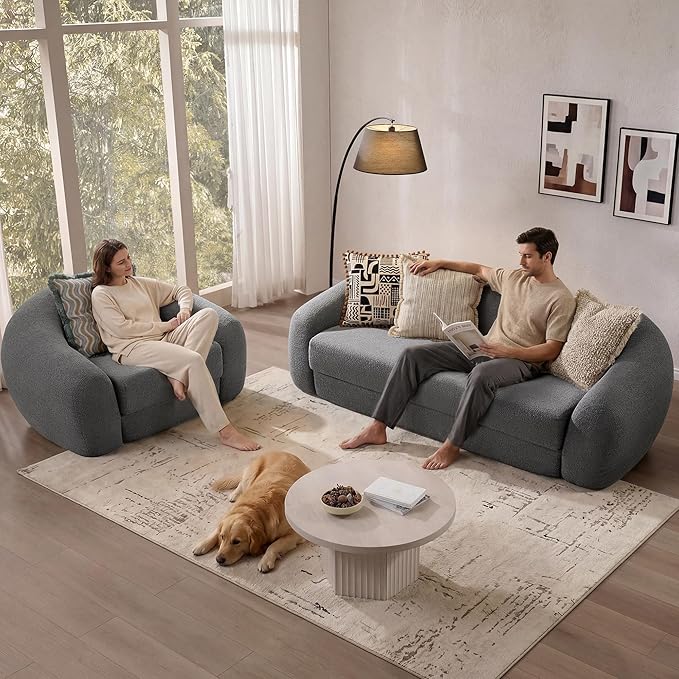SICOTAS 90.6" Curved Convertible Sofa Couch Bed