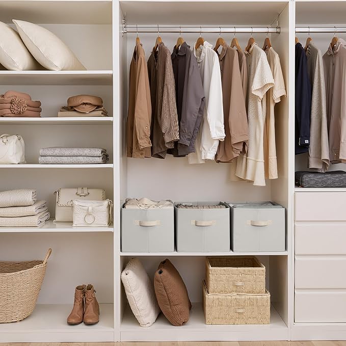 StorageWorks Storage Baskets for Shelves, Fabric Storage Bins, Closet
